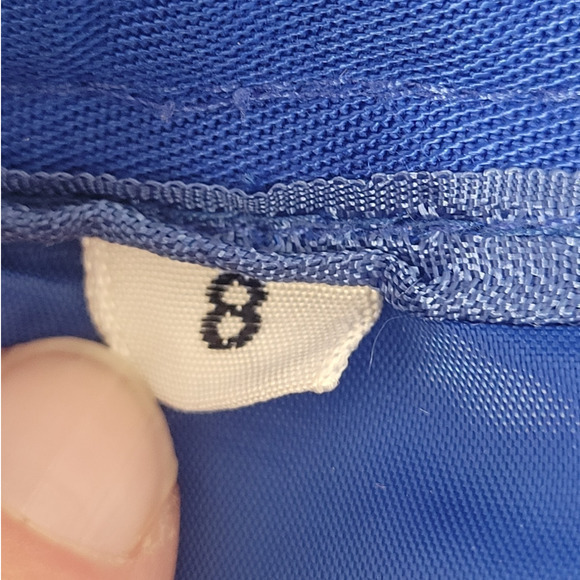 Vintage Blue Lined Back Slit Side Zip Pockets Maxi Straight Skirt - Picture 10 of 11